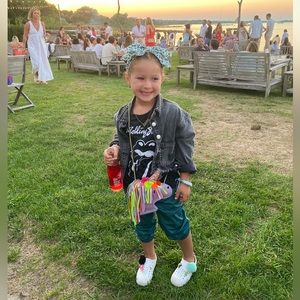 Janie and Jack turquoise paper bag style cropped pant